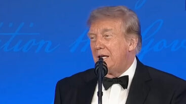 President Donald Trump speaking at the 2026 White House Correspondents' Dinner.